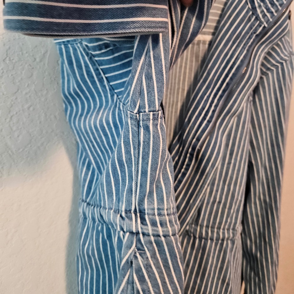 Future Collective Gabriella Karefa-Johnson Striped Denim Jacket Blue White 1X - Picture 5 of 9